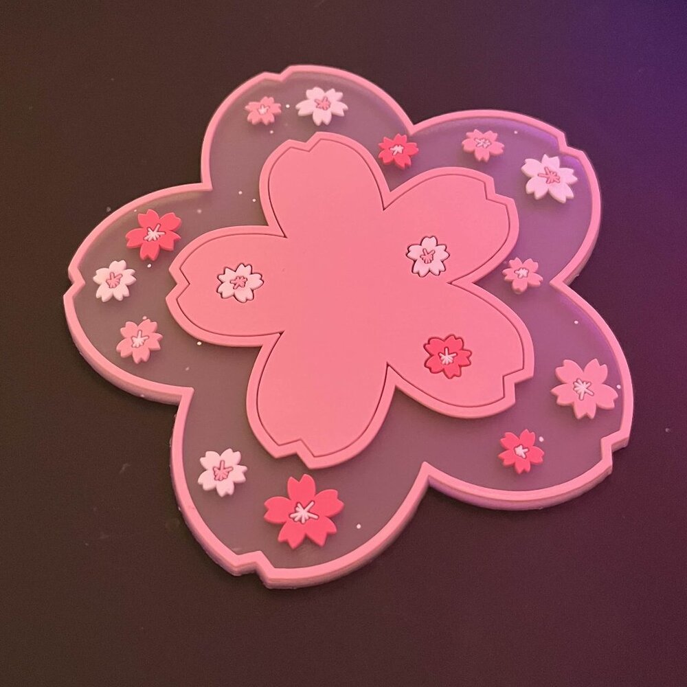 NEW Pink Sakura Coffee Cup Mat Kawaii Coaster Cute Cherry Blossom, for Tea Mug